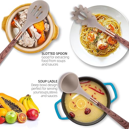 Miniatura 7 de LiZza Juego de utensilios de cocina de 34 piezas, resistente al calor 446oF y antiadherente, juego de utensilios con soporte, utensilios de cocina