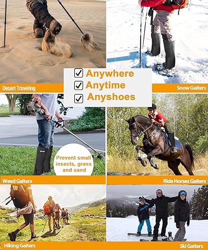 Miniatura 6 de QTECLOR Polainas ajustables para hombre y mujer, para adolescentes, adultos, color negro, azul, verde, morado, zapatos de nieve para senderismo,