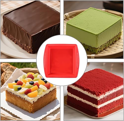 Miniatura 3 de Paquete de 2 moldes cuadrados de silicona para brownies, 8 x 8 pulgadas para brownies, pasteles, pan, pastel y lasaña, sin BPA, resistente al calor,