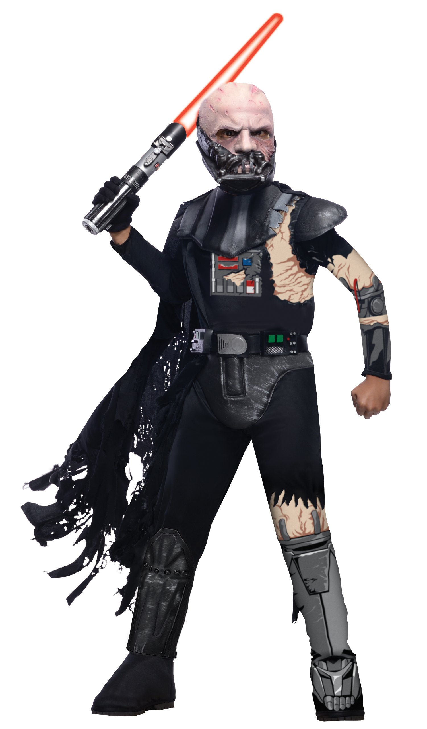 Rubies Costume Co R881360-L Boys Deluxe Battle Damaged Darth Vader