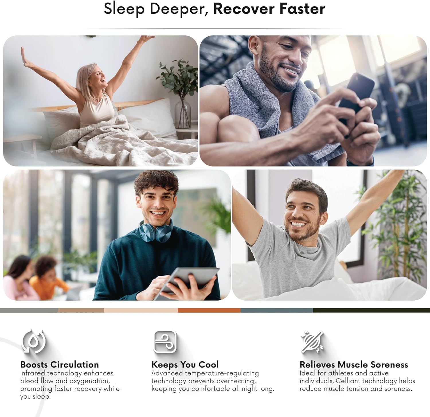 3" Celliant-Infused Memory Foam Mattress Topper – Comfort for California King Mattresses – Promotes Better Sleep & Circulation