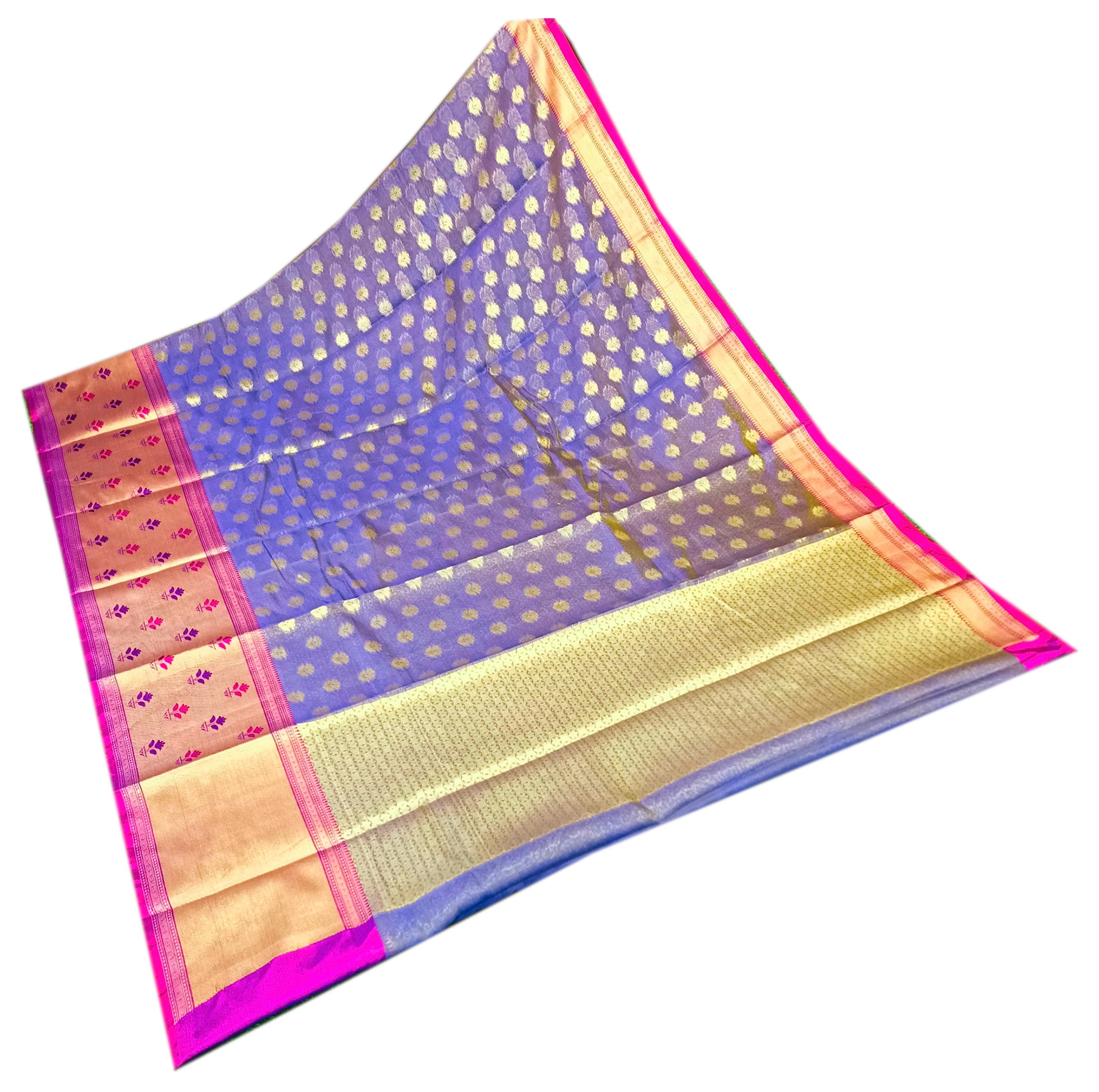 Spewim Women Cotton Blend Mina Bro.Saree 6 Yards With Brocade Blouse Piece