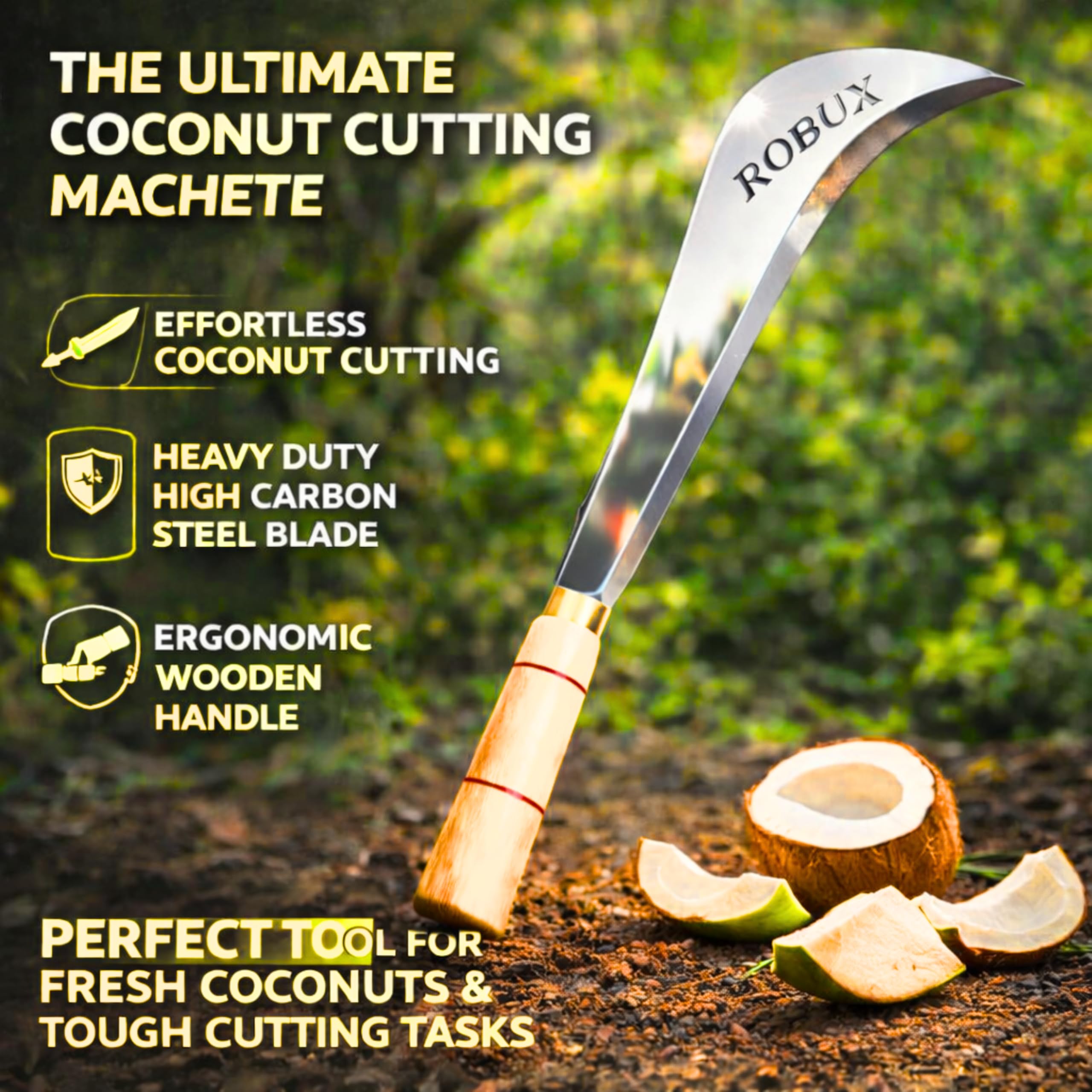 Handmade Billhook Knife - Coconut & Garden Cutter -4