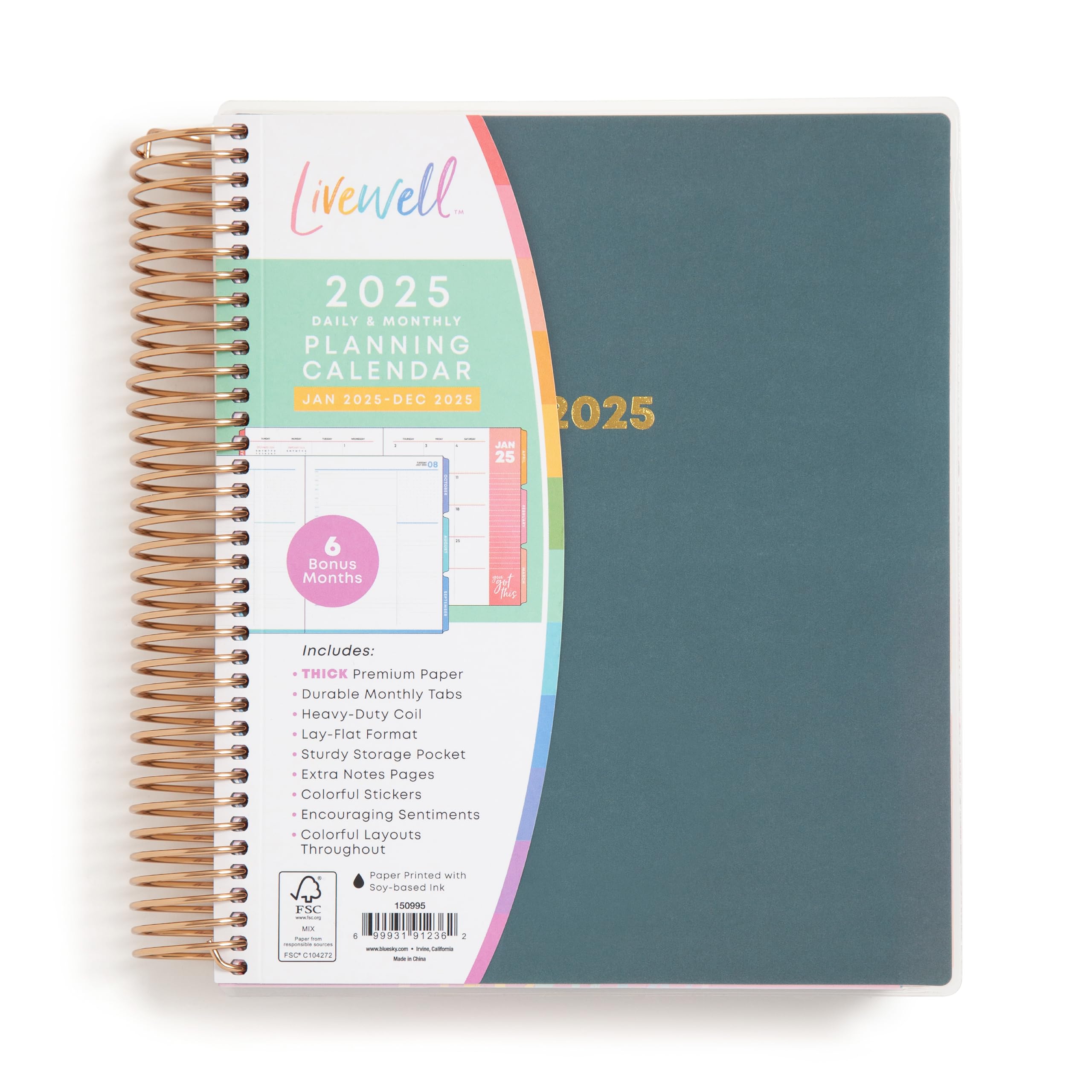 Amazon.com : LiveWell for Blue Sky 2025 Daily and Monthly Planner ...