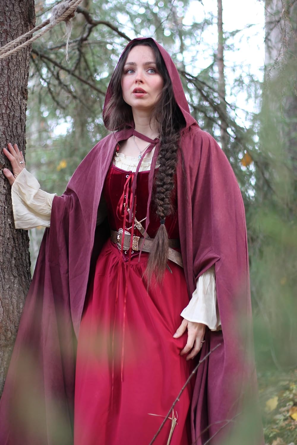 SCARLET DARKNESS Renaissance Corset Tops for Women Pirate Lace Up Overbust Velvet Bustier Bodice - Image 3