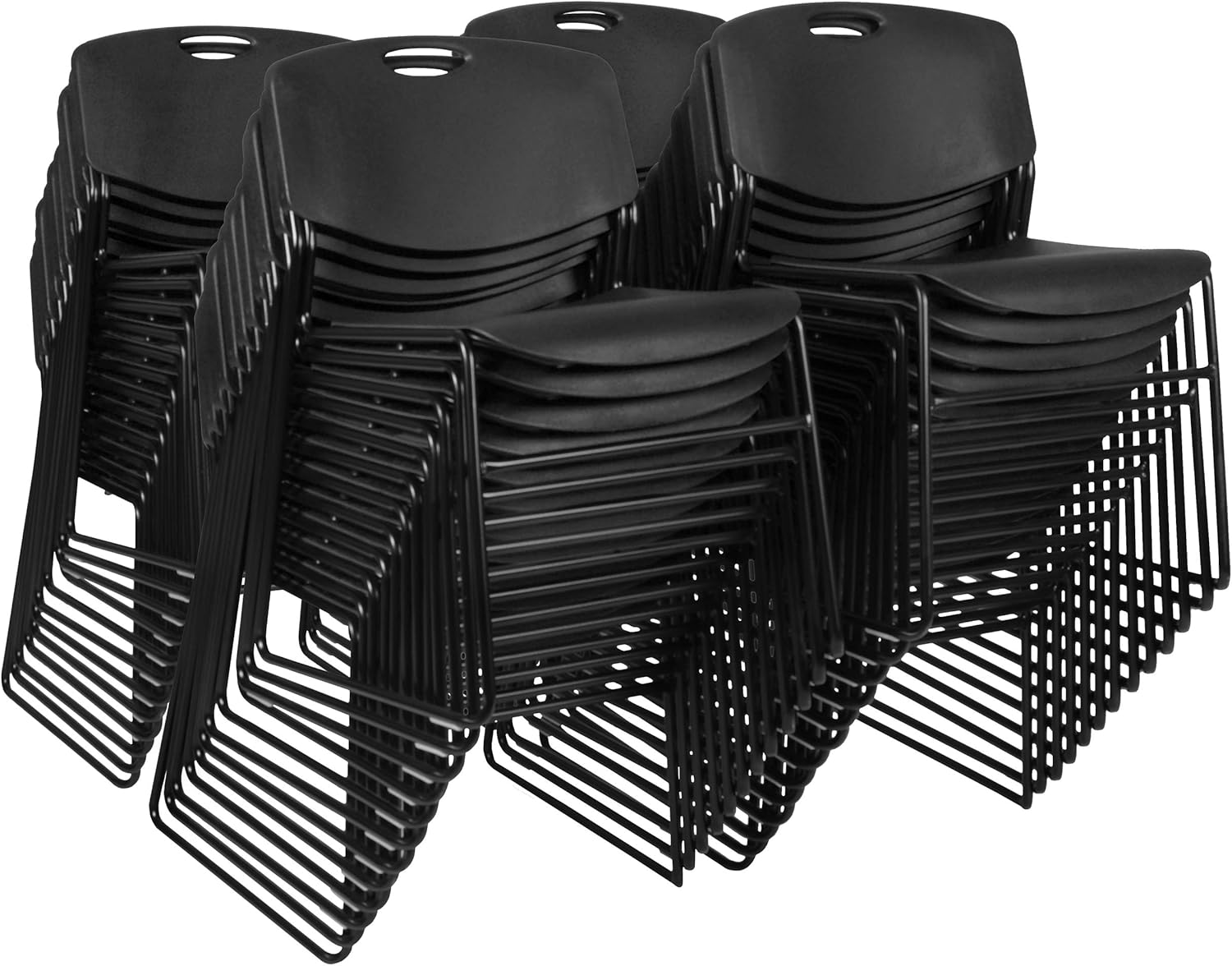 Regency Romig Zeng 400lb Capacity Armless Stackable Chair – Ultra-Compact, Heavy-Duty Metal Frame with Durable Plastic Seat, Space-Saving & Versatile for Offices, Classrooms & Events (Blue, 4 Pack)