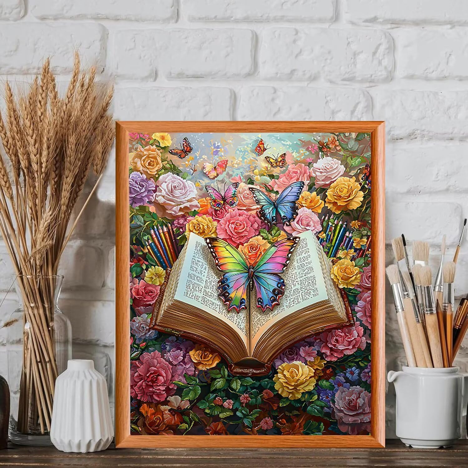 WEISHIWE Farfalla e libro Dipingere con i Numeri per Adulti, 70x90cm a-378 | Paint by Numbers Kit con Pennelli e Acrilico Pigmento, Fai da te Olio La Pittura di Numeri Kit, Decora la Casa, senza Cornice