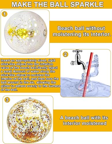 Miniatura 3 de TURNMEON Paquete de 5 bolas de playa de lentejuelas de 24 pulgadas, 16 pulgadas, juguetes de piscina, bolas gigantes de confeti con purpurina,