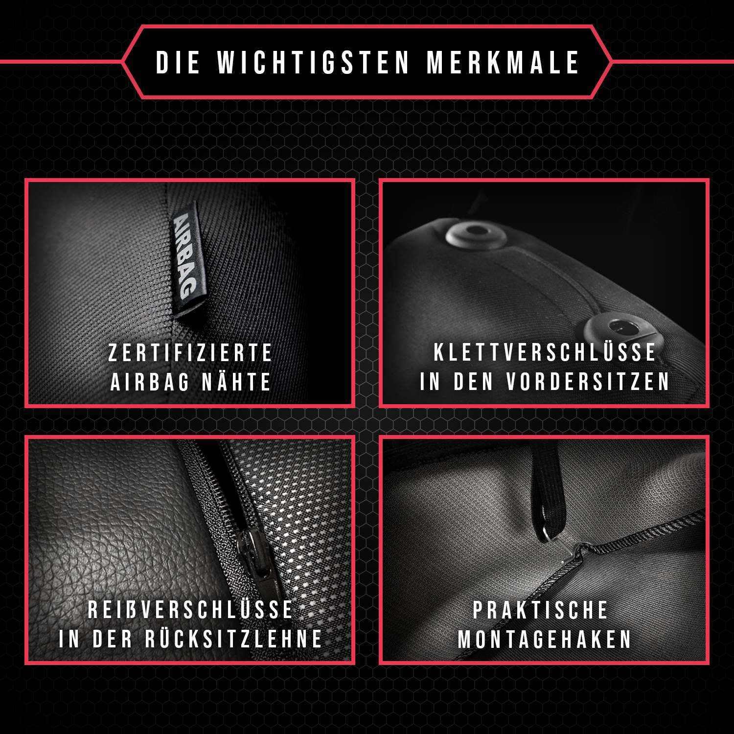 Autositzbezüge universal Auto Sitzbezüge kompatibel mit Dacia Logan Kunstleder Autoschonbezüge Blau Sitzauflage Vorne und Hinten