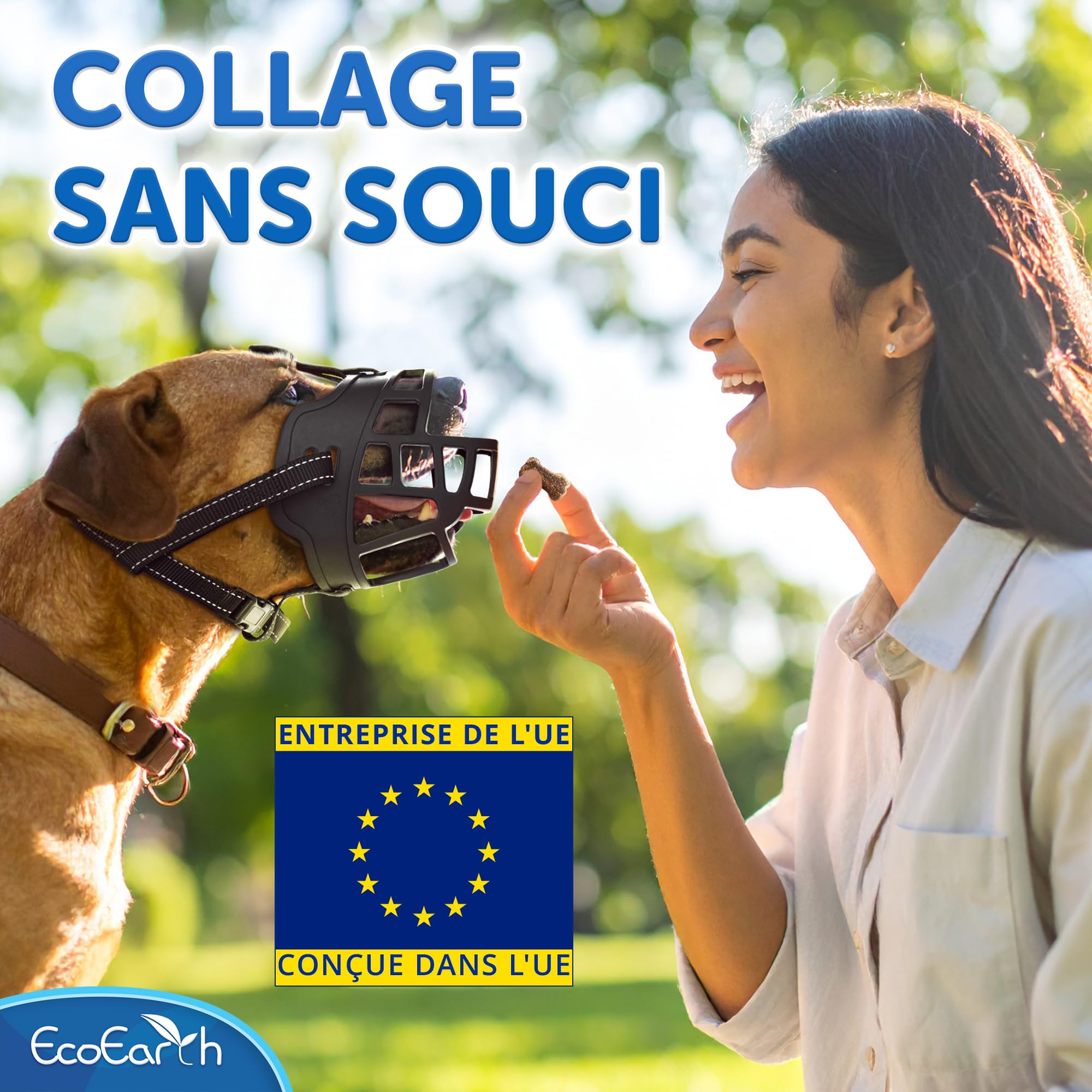 EcoEarth Muselière pour Chien - Muselière Panier Durable pour Chiens de Grande Taille - Grande, Noire - Protège-Dents réglable et Respirant pour empêcher Les morsures et Les aboiements