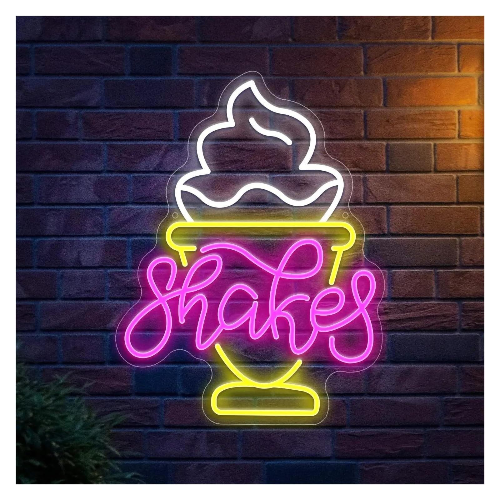 XENITE Hanging Art Neon Signs Milk Shake Neon Sign USB LED Light for Store Cafe Drink Dessert Shop Fast Food Kitchen Restaurant Decorations 40X30cm