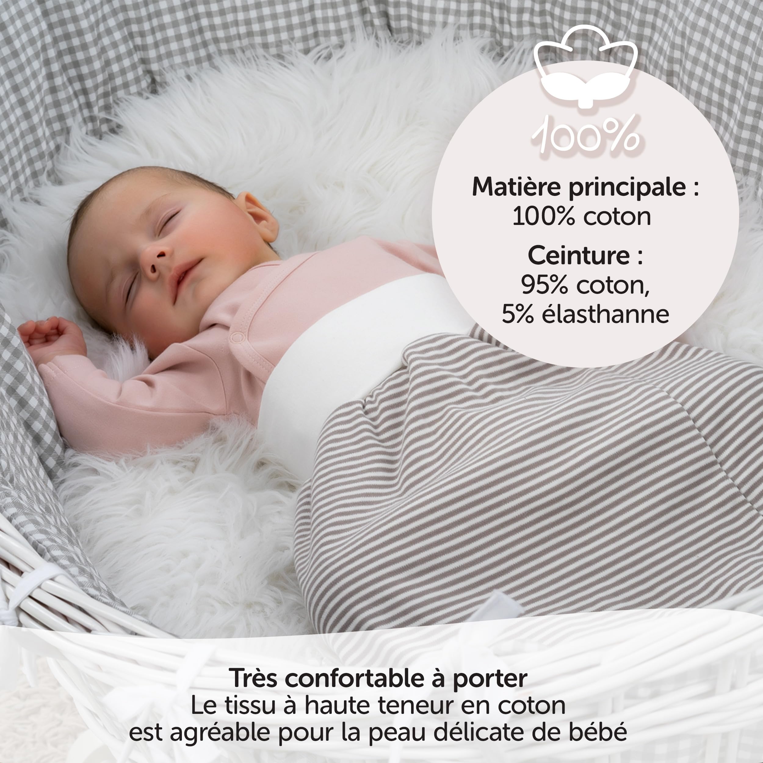 LaLoona - Demi Gigoteuse Bébé en Coton - Sac de Couchage Bebe Naissance Léger, TOG 0,5, sans Haut, sans Pied, Testée OekoTex Standard 100 - Rayures Beige Marron