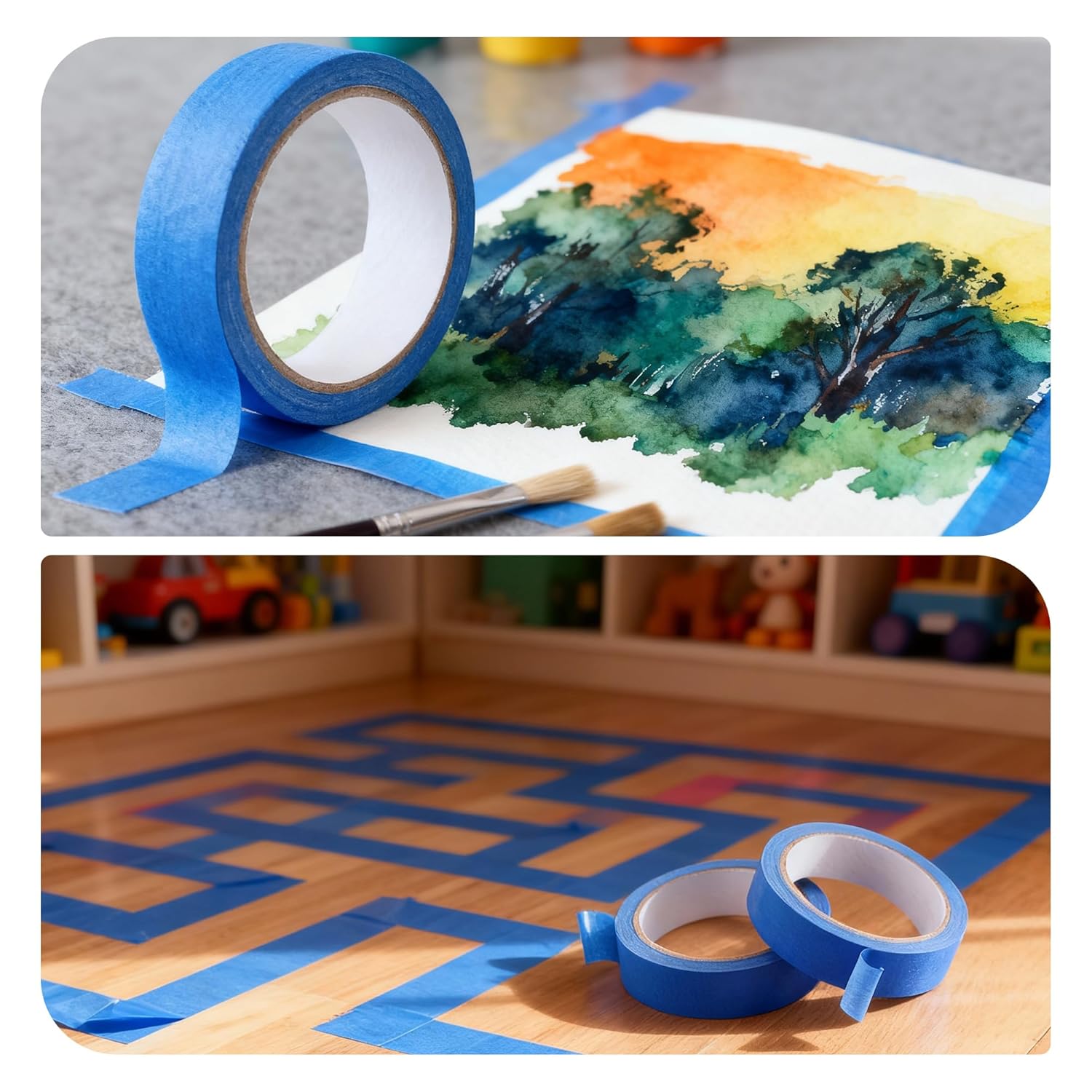 Lichamp 18 Pack Blue Painters Tape 1 inch, Blue Masking Tape Bulk Multi Pack, 1 inch x 22 Yards x 18 Rolls (396 Total Yards)