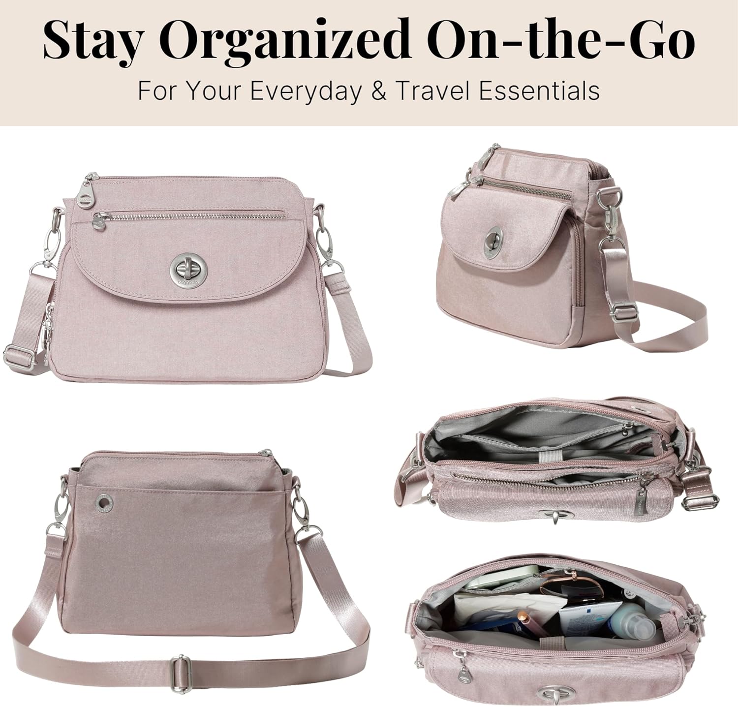 Baggallini Calais Crossbody Bags for Women 10x7 Lightweight Water-Resistant Travel Purse, RFID & Interior Organization - Image 6