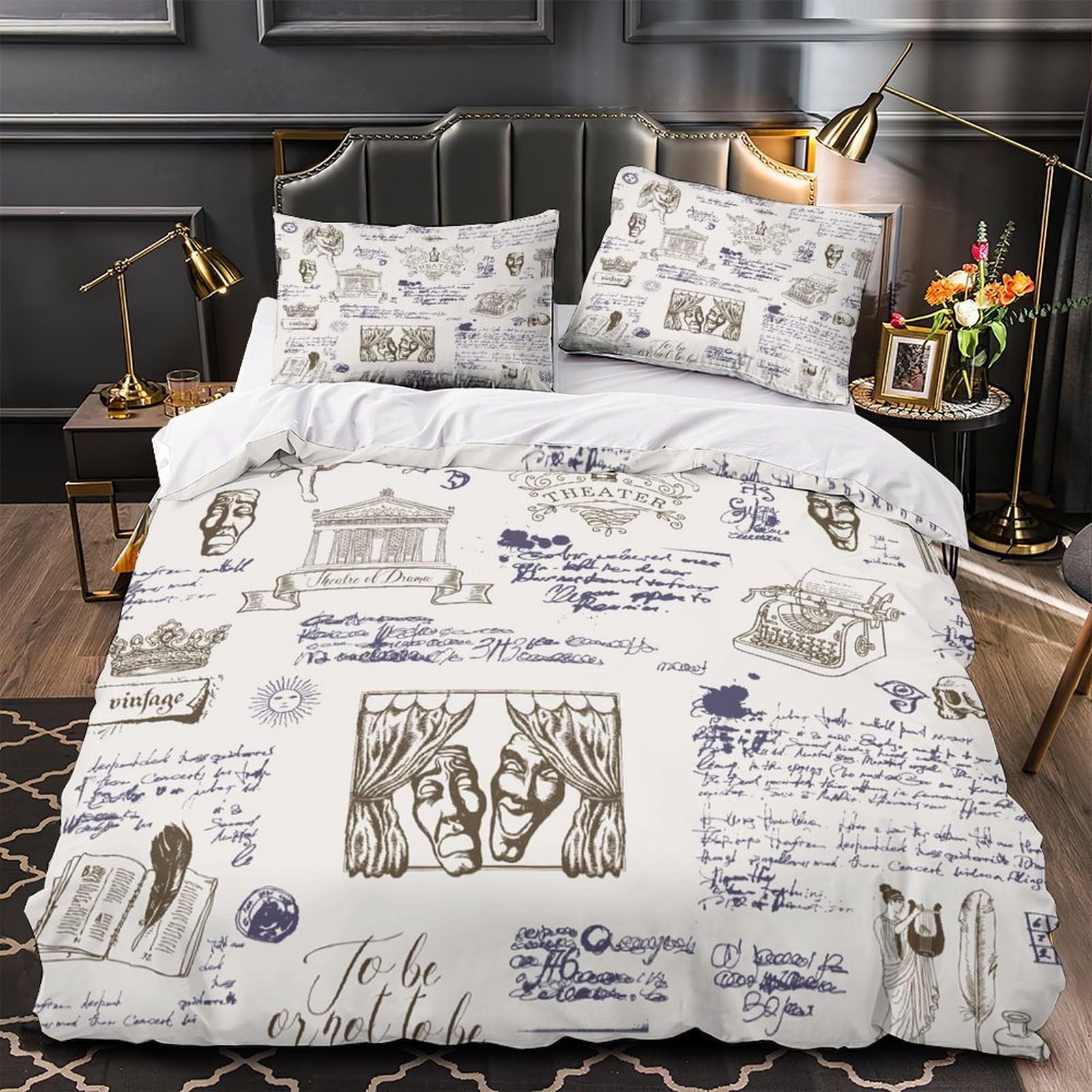 Housse de couette 3D parure de lit vintage confortable 200x200