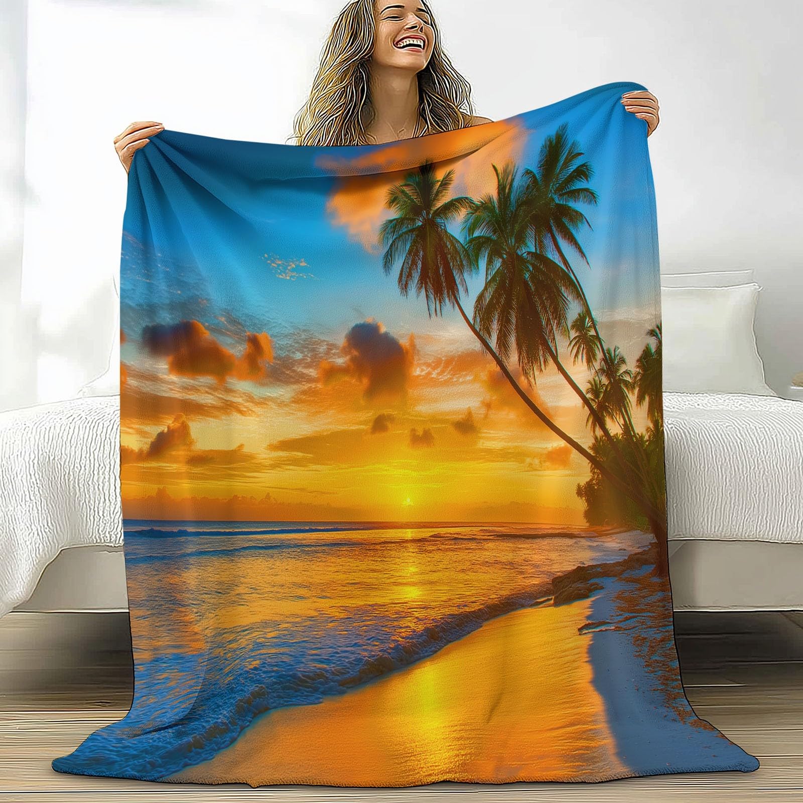 Plaid Canapé Coucher de Soleil Orange pour vos Soirées Cocooning au Salon