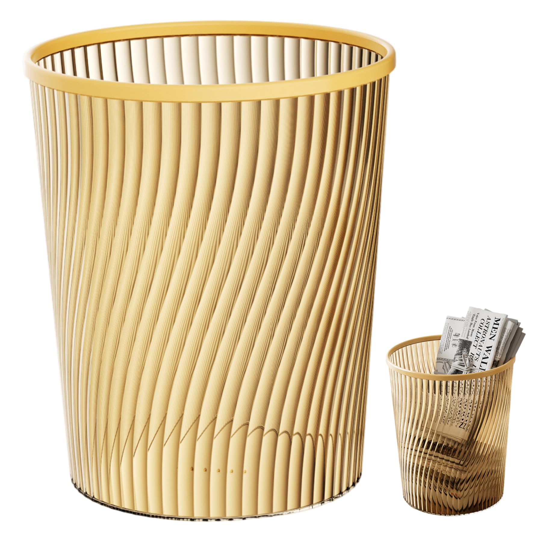 Poubelle de salle de bain dorée | Poubelle dorée, bureau pour animaux compagnie 8, 4 x 9, 8 pouces avec anneau serrage, parfaite pour le salon, la chambre à coucher et la salle bain