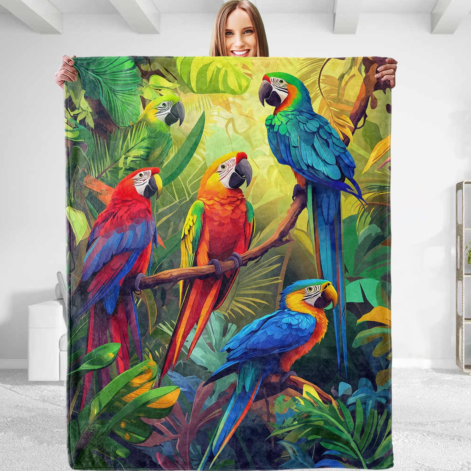 dhakalrlde Parrot Blanket - Plush, Soft, Comfy, Lightweight, Warm, Fuzzy, Cozy and Stylish Flannel Throw Blanket Perfect for Couch, Travel, Bed,