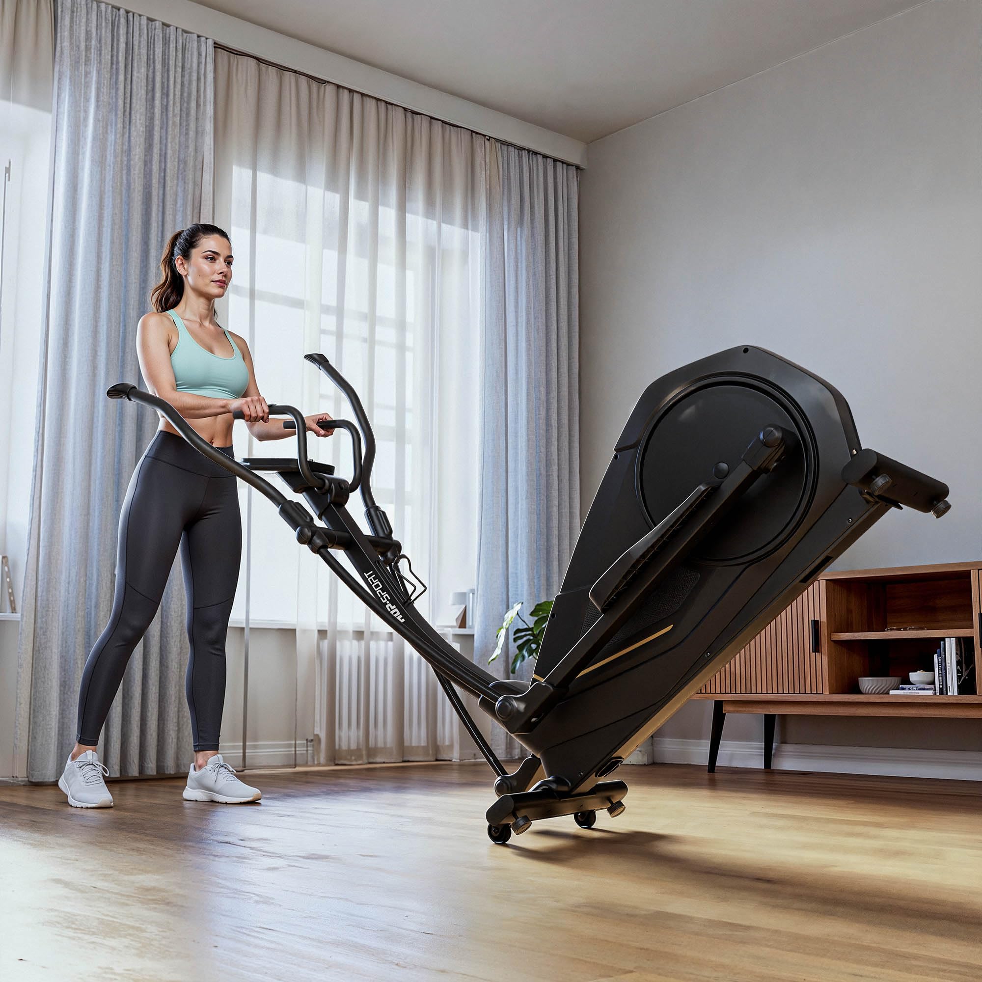 HOP-Sport® Vélo elliptique d'Appartement APP Connecté HS-5000C Rayner, Machine Elliptique d’Appartement, 32 Niveaux de Résistance et Capteurs de Pouls, Charge Max. 130 kg