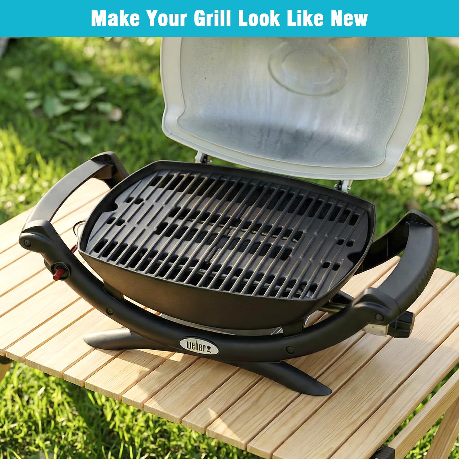 GRISUN Griglia in ghisa per barbecue Weber Q100, Q120, Q1000, Q120, Q1200, Q1200, Q1400, 2 pezzi