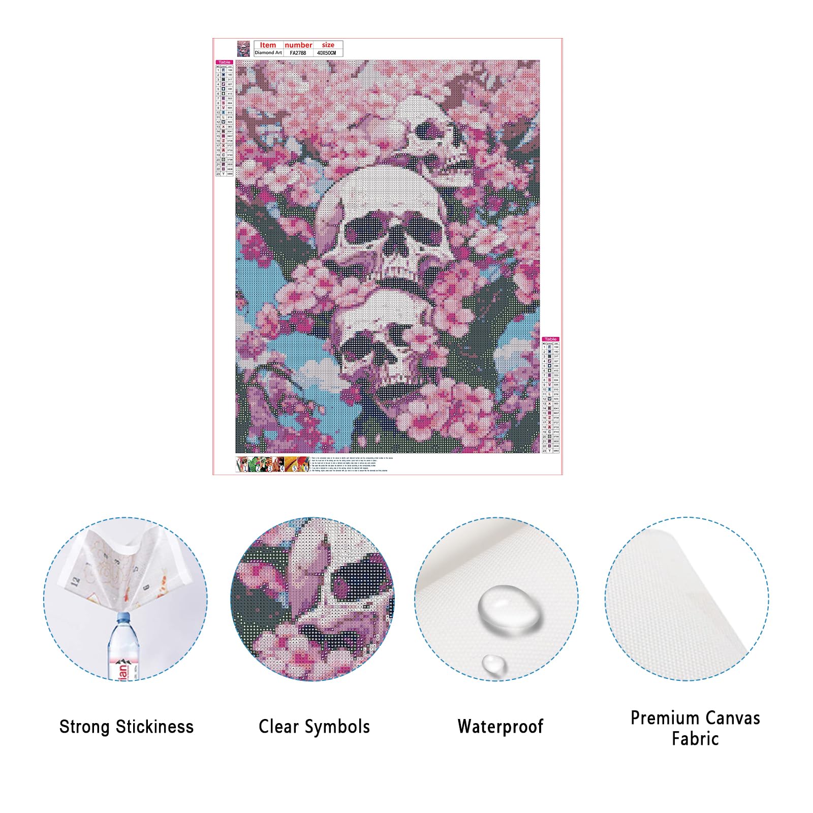 Diamond Painting Totenkopf Mit Rosen – Gothic DIY Bild Zum Entspannen (40x50 Cm)