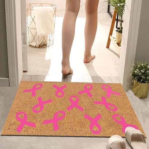 Miniatura 6 de Tapete para puerta exterior, tapete para puerta de entrada interior, divertido, lavable, de 23 x 16 pulgadas, para concientización sobre el cáncer