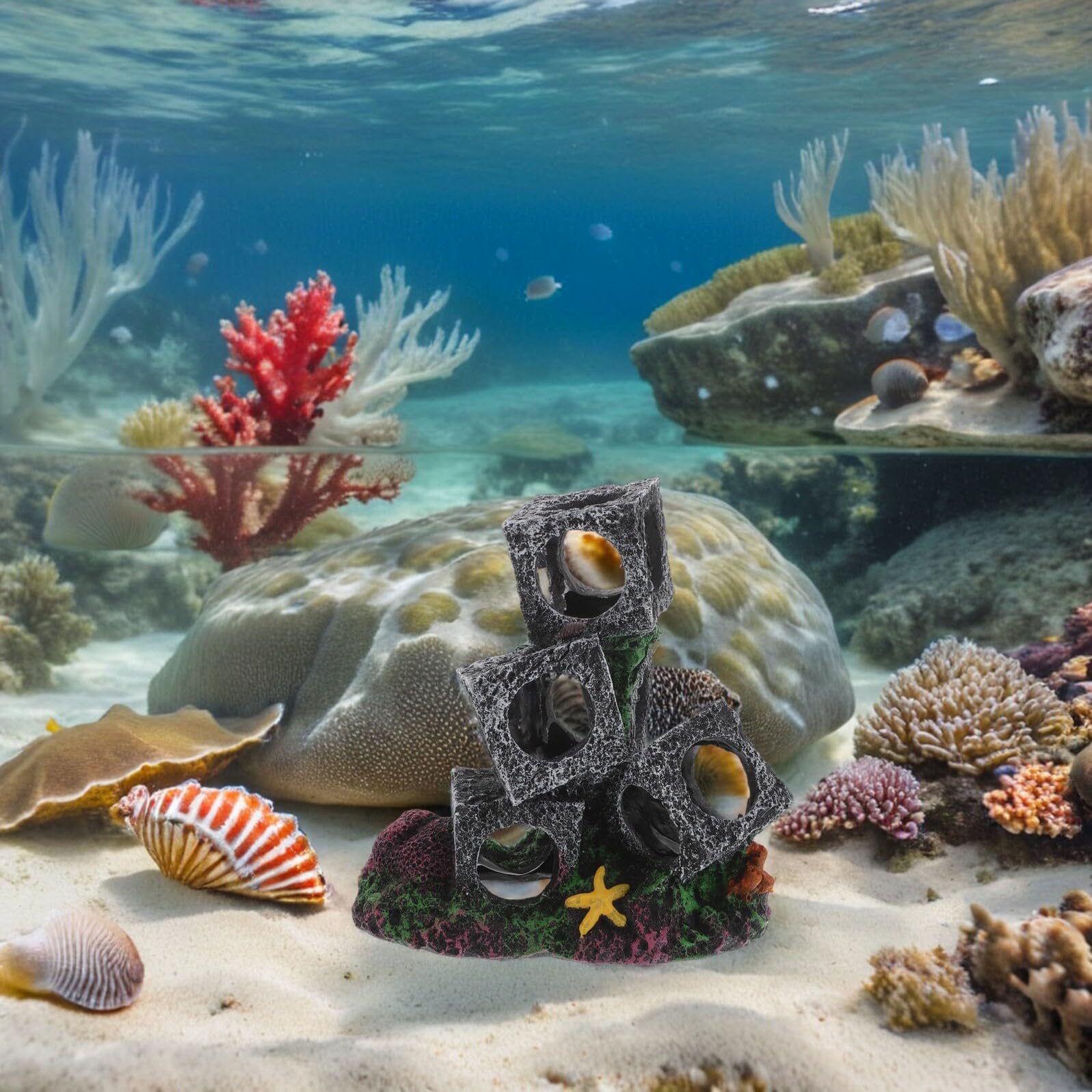 COLLBATH Aquarium Versteck aus Kunstharz Stapelbares Fischversteck mit Höhle für Betta und Garnelen in Süßwasseraquarien