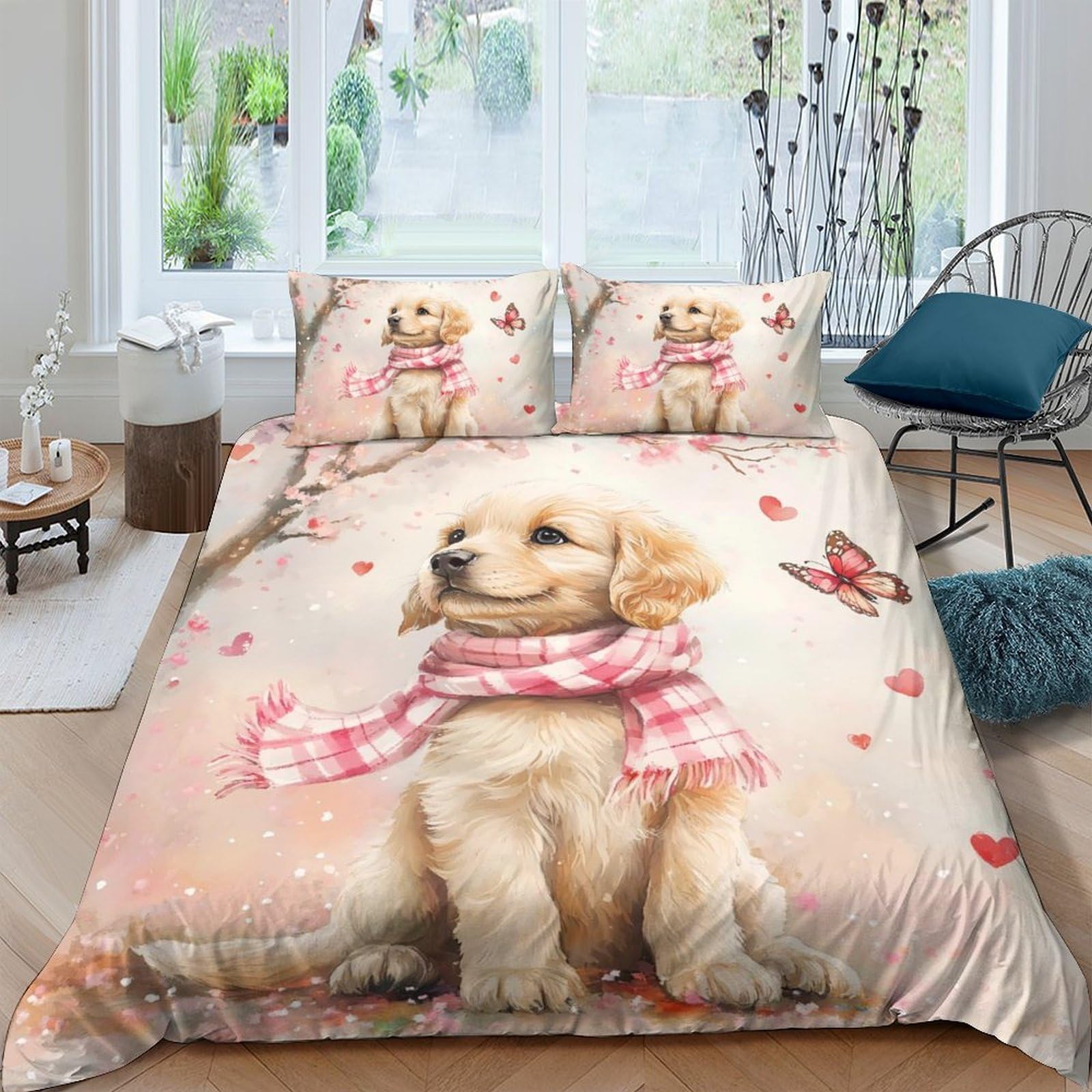 Ctjqhvkz Style-10 3D Printed Cute Puppy Fitted Sheet Microfiber Soft Breathable Butterfly Bed Cover For Bedroom Dorm Mattress Protection Decor Single（135X200cm）