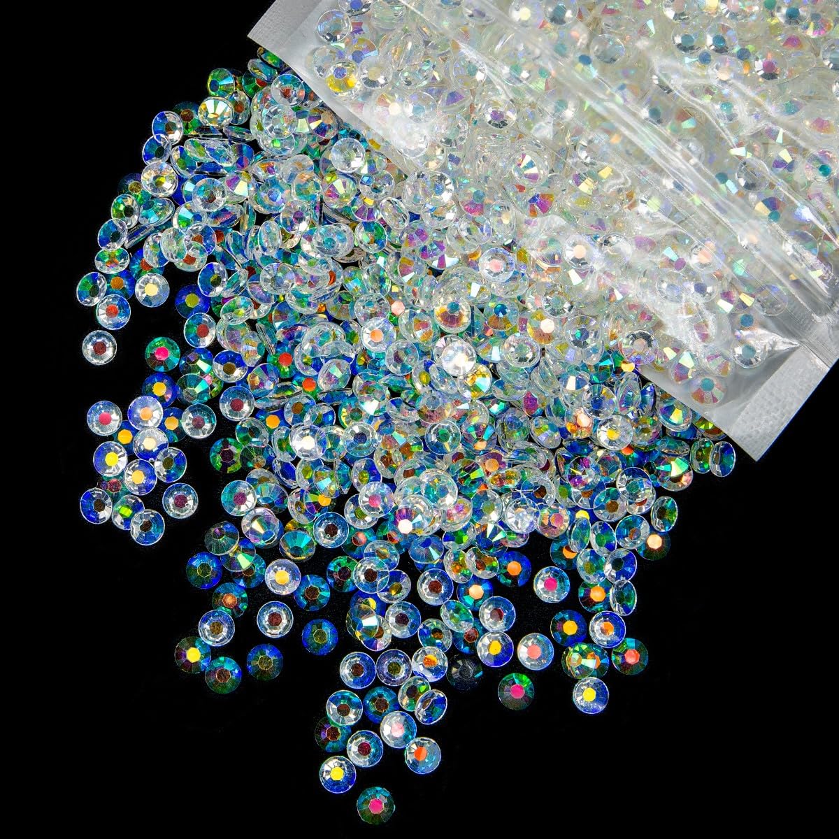 qiipii 620PCS 6mm Transparent White Ab Resin Rhinestones Flatback Jelly Resin Stones Bulk SS30 Clear AB Diamonds Gems Charms for Nails Face Eyes