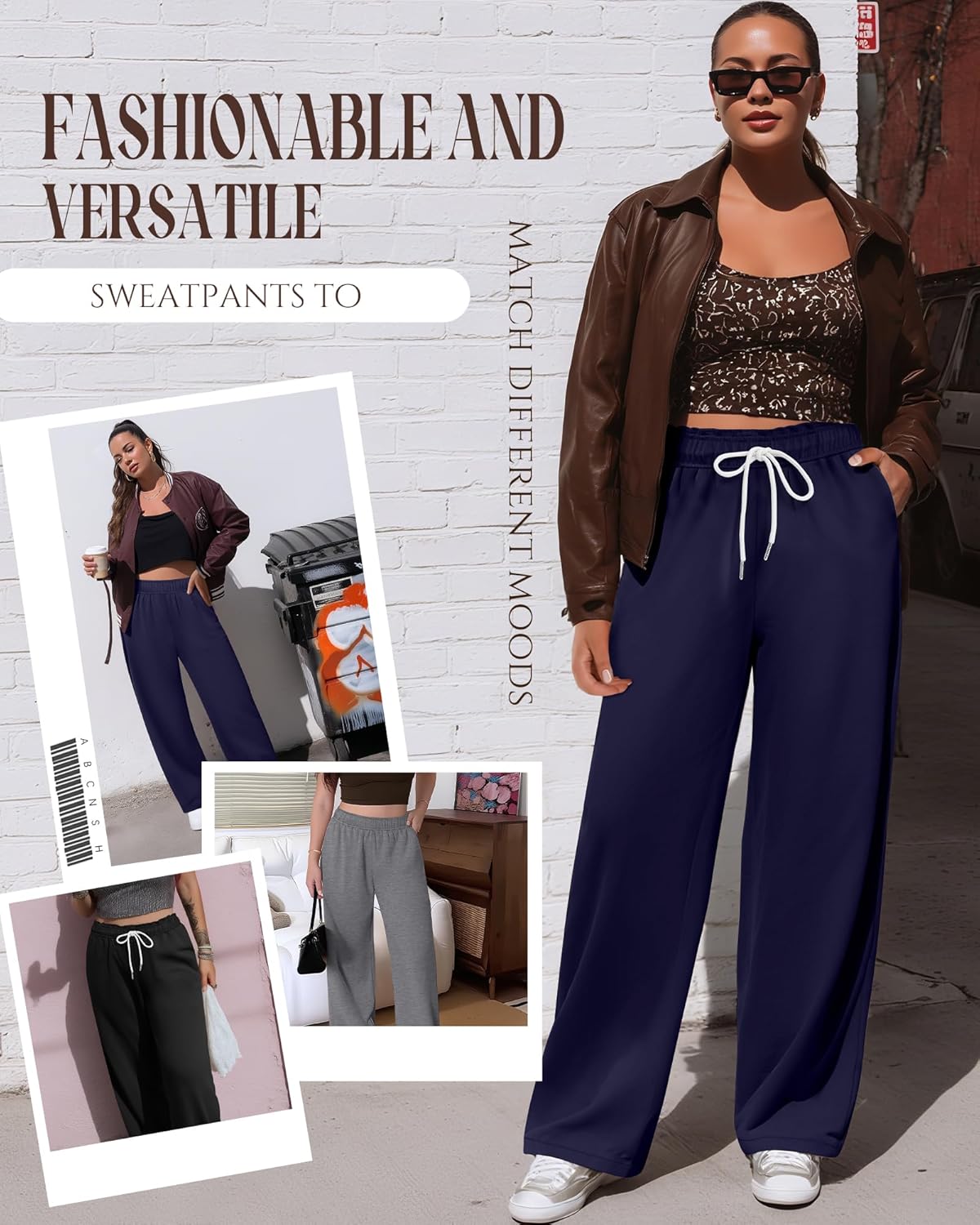 3 Pack Women's Plus Size Lounge Pants, Comfy Wide Leg Yoga Sweatpants, Baggy Workout Pajama Trouser