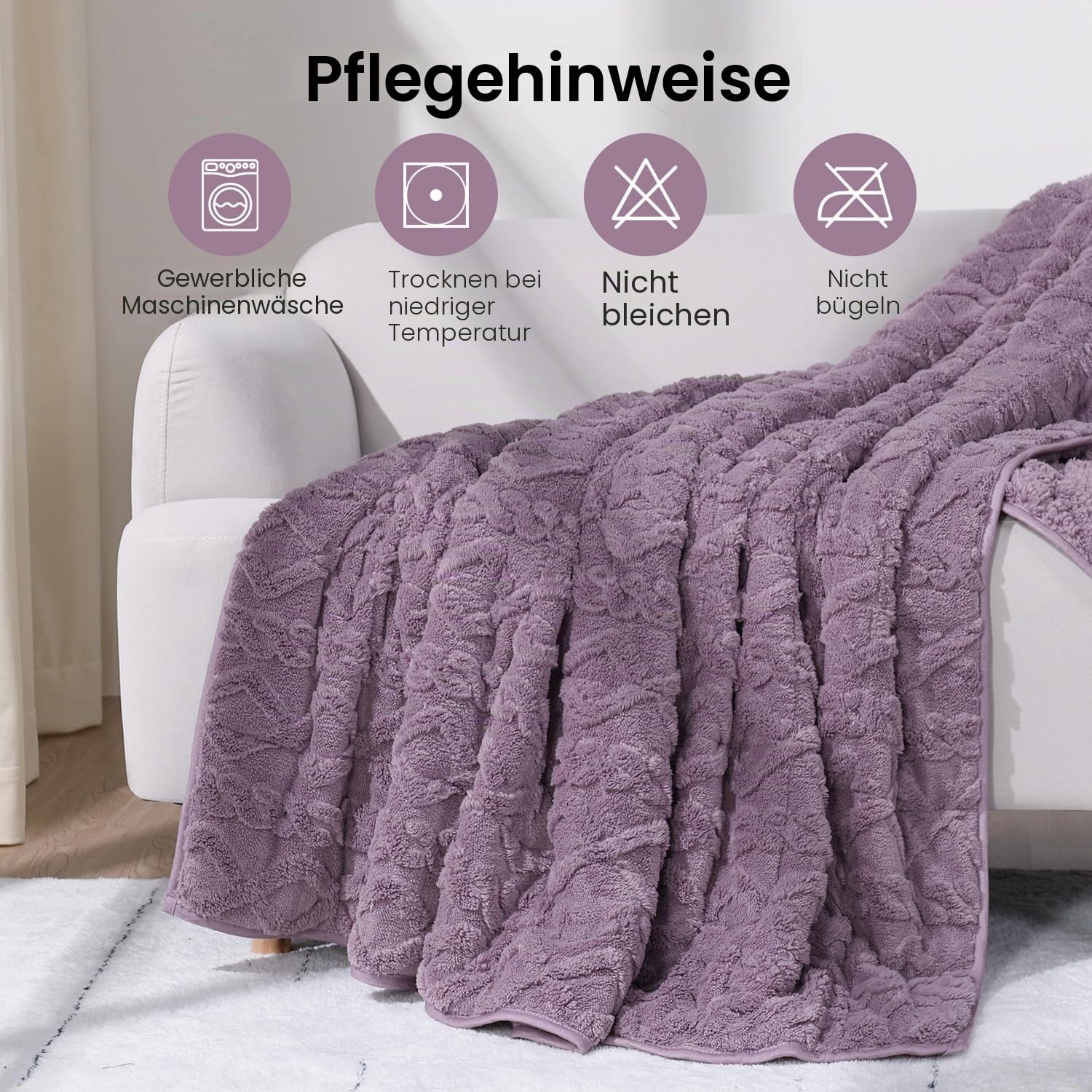 20 kg gewichtete Decke für Erwachsene, dicke flauschige Jacquard-Sherpa-Decke in Queen-Size mit Keramikperlen, weiche gemütliche Sofadecke zum Beruhigen und Entspannen, Lila, 152 x 203 cm