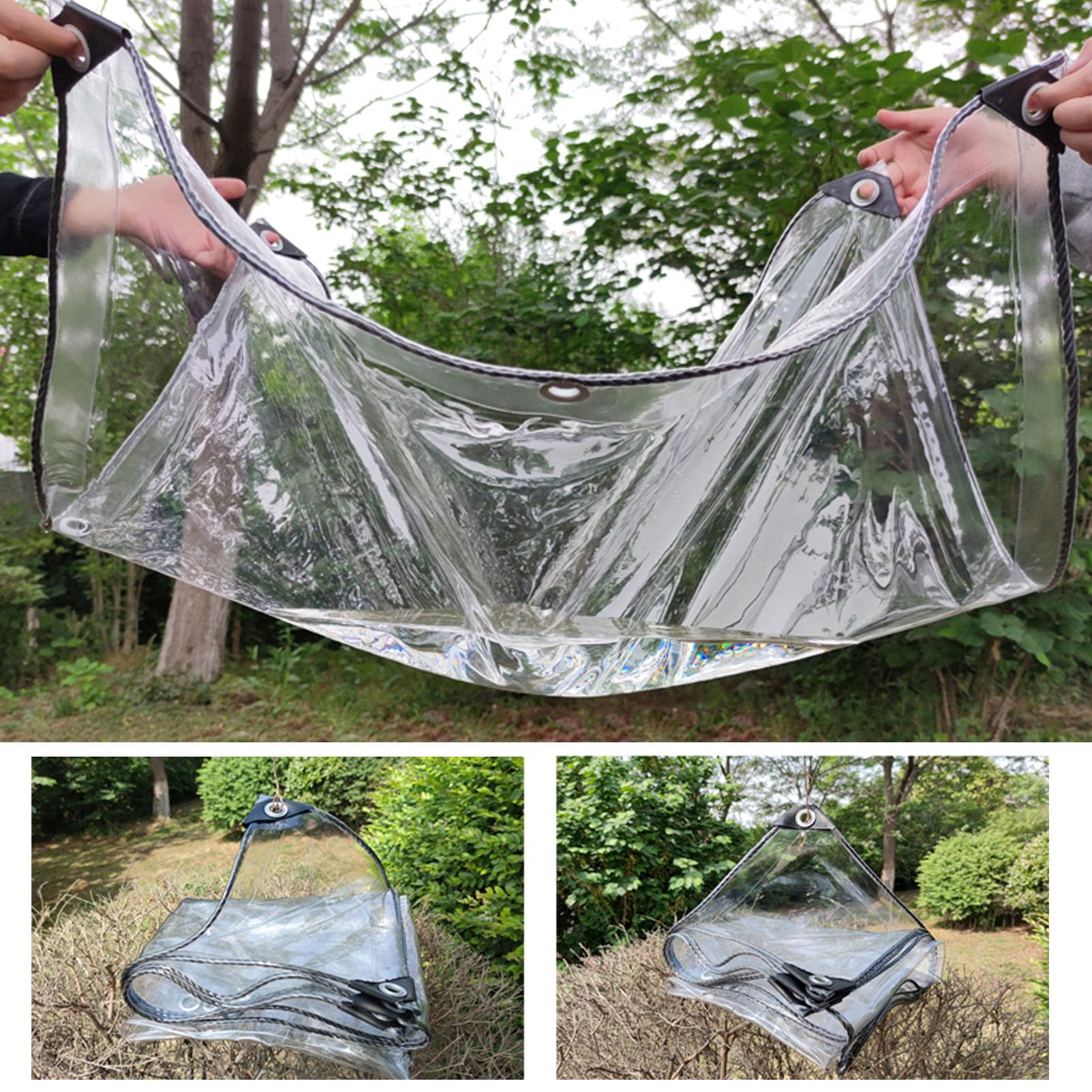 Wasserdicht Plane aus 600g/m² Transparent Abdeckplane Mit Ösen PVC Reißfeste 0.5mm Klare Wetterfeste Plane Schutzhaube Gemüseabdeckung Outdoor Vorhang Für Pavillon (1x4m/3.3x13ft)