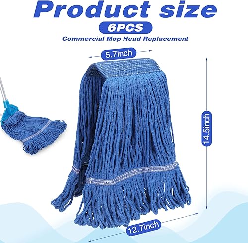 Miniatura 2 de Nuogo 6 piezas de repuesto de cabezal de fregona comercial, limpieza de pisos, cabezal de fregona húmeda, limpieza general comercial resistente