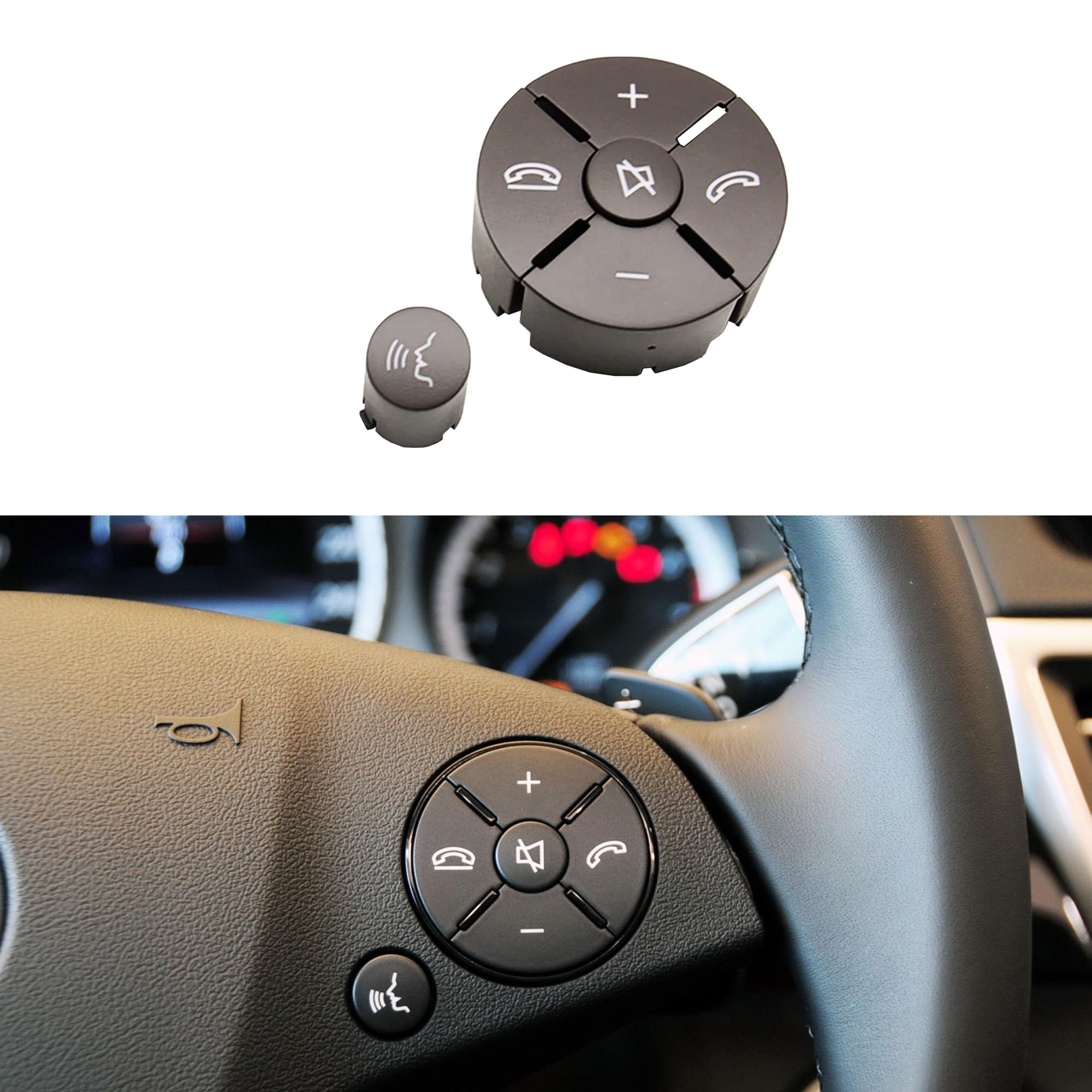 Car Steering Wheel Button Cover Replacement Voice Audio Control for Mercedes Benz C E S Class W204 W212 W221 GLK X204 (Brown-Right)