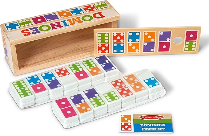 Melissa & Doug Dominoes Juego de Mesa 28 Fichas Caja Madera miniatura 5