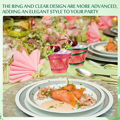 Vista 175 de Gejoy Vasos de plástico con borde de 9 onzas, vasos desechables para beber vino, vasos transparentes y elegantes de Halloween para suministros