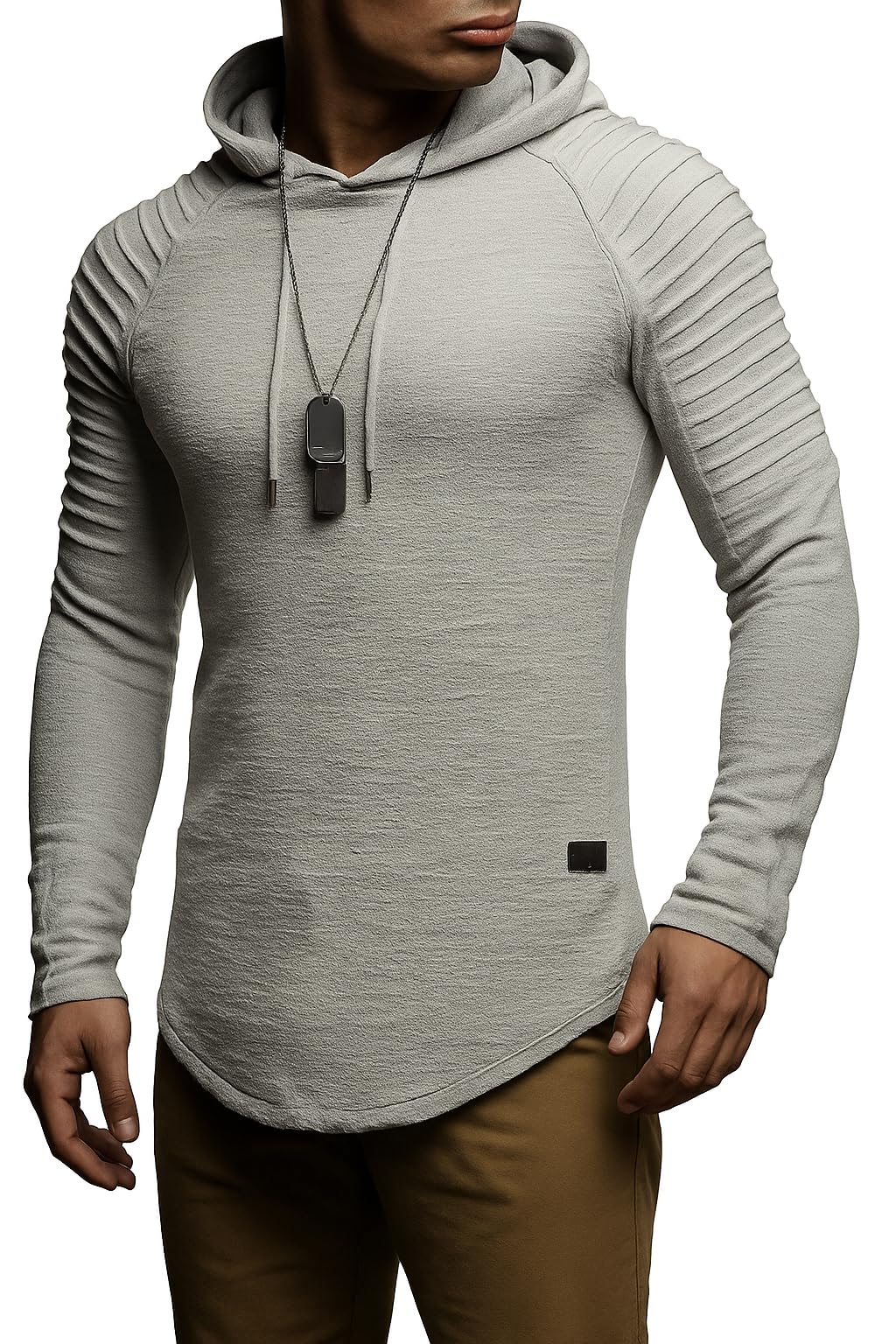 Leif Nelson LN8128 męska bluza z kapturem, krój slim fit, z zawartością bawełny, nowoczesna biała bluza z kapturem, bluza z długim rękawem, męska czarna bluza z kapturem