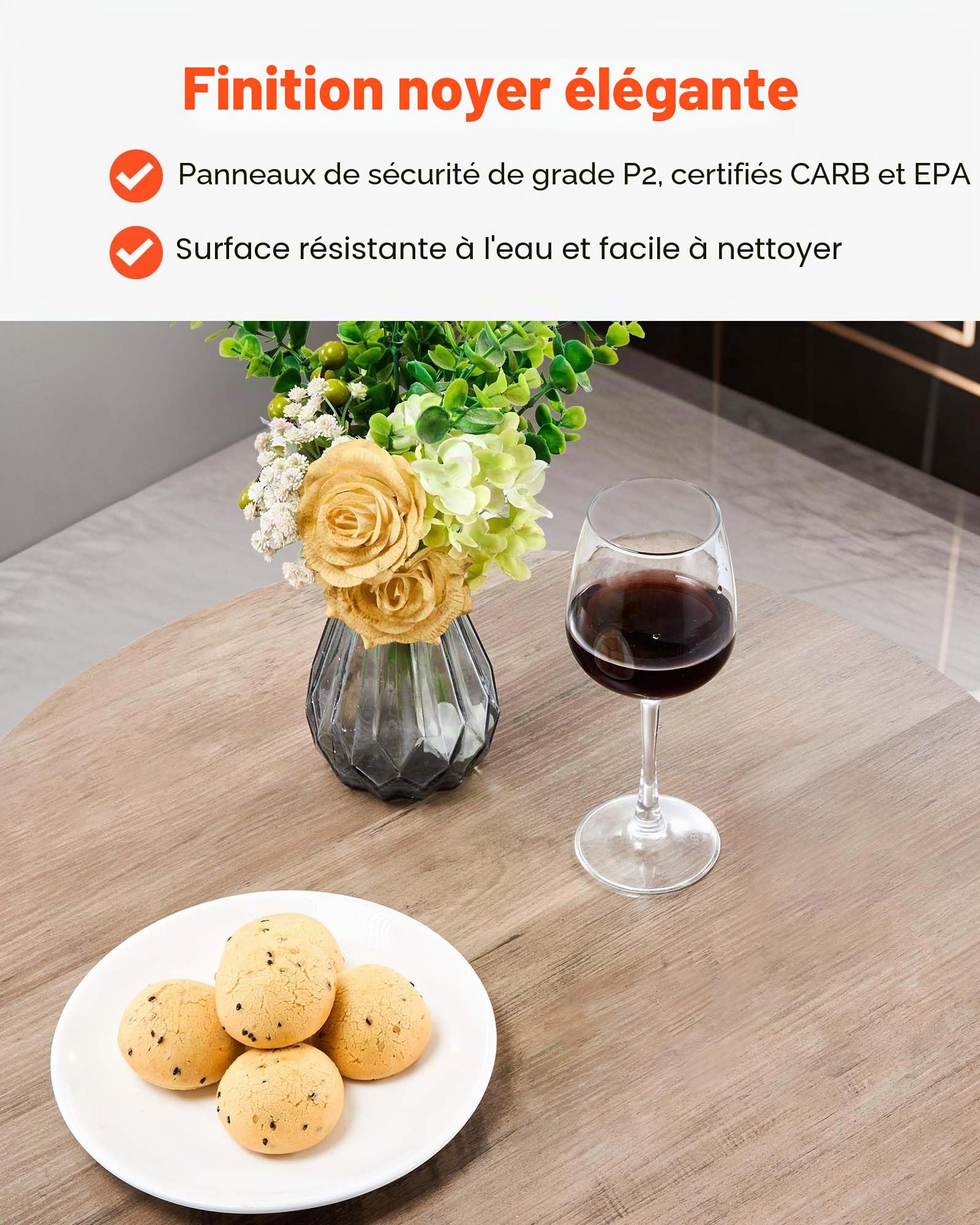 VEVOR Ensemble Table de Bar avec Tabourets 3PCs, Table Haute de 60 cm avec Deux Chaises aux Angles Arrondis, pour Salle à Manger Bureau Coin Repas Bistro, Mange-Debout Ronde, Gris Clair et Noir
