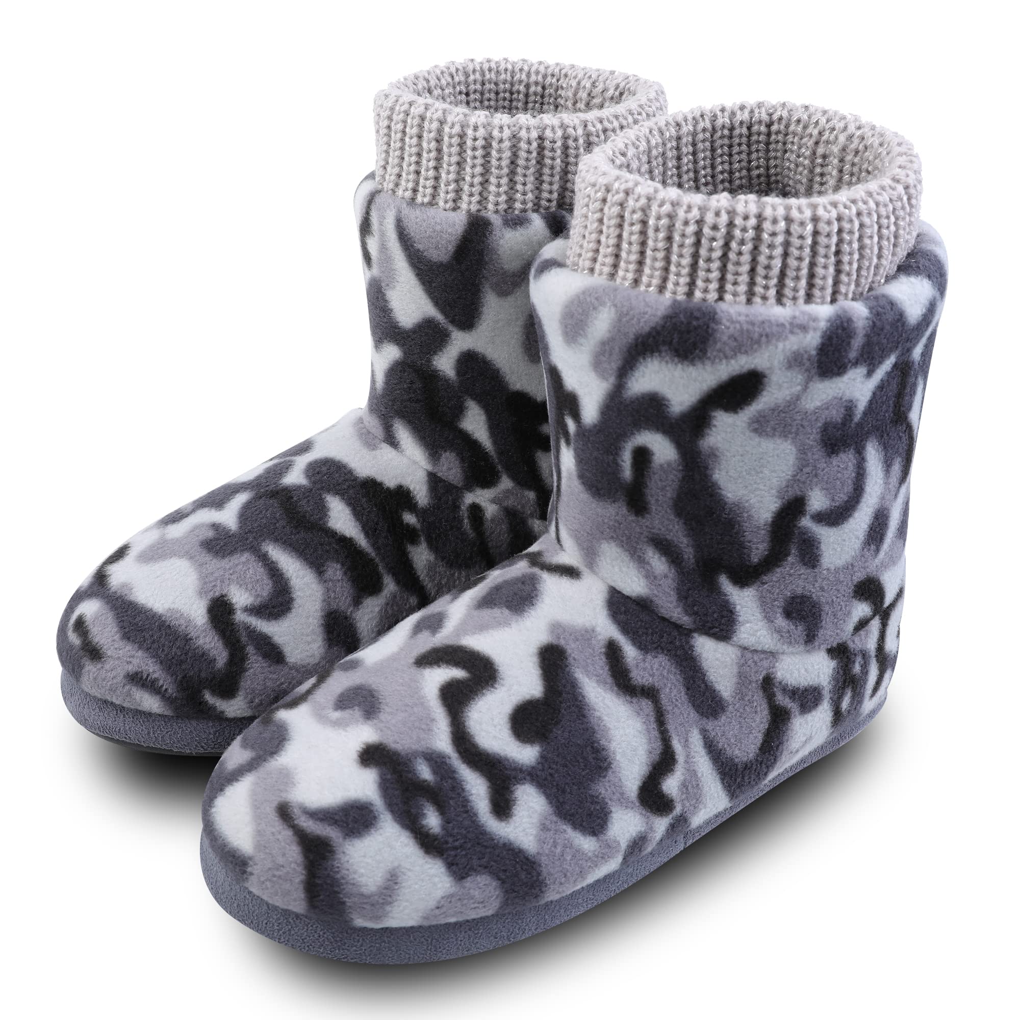 MIXIN Womens Comfort Warm Faux Fleece Fuzzy Ankle Bootie Slippers Plush Lining Slip-on House Shoes Anti-Slip Sole Indoor