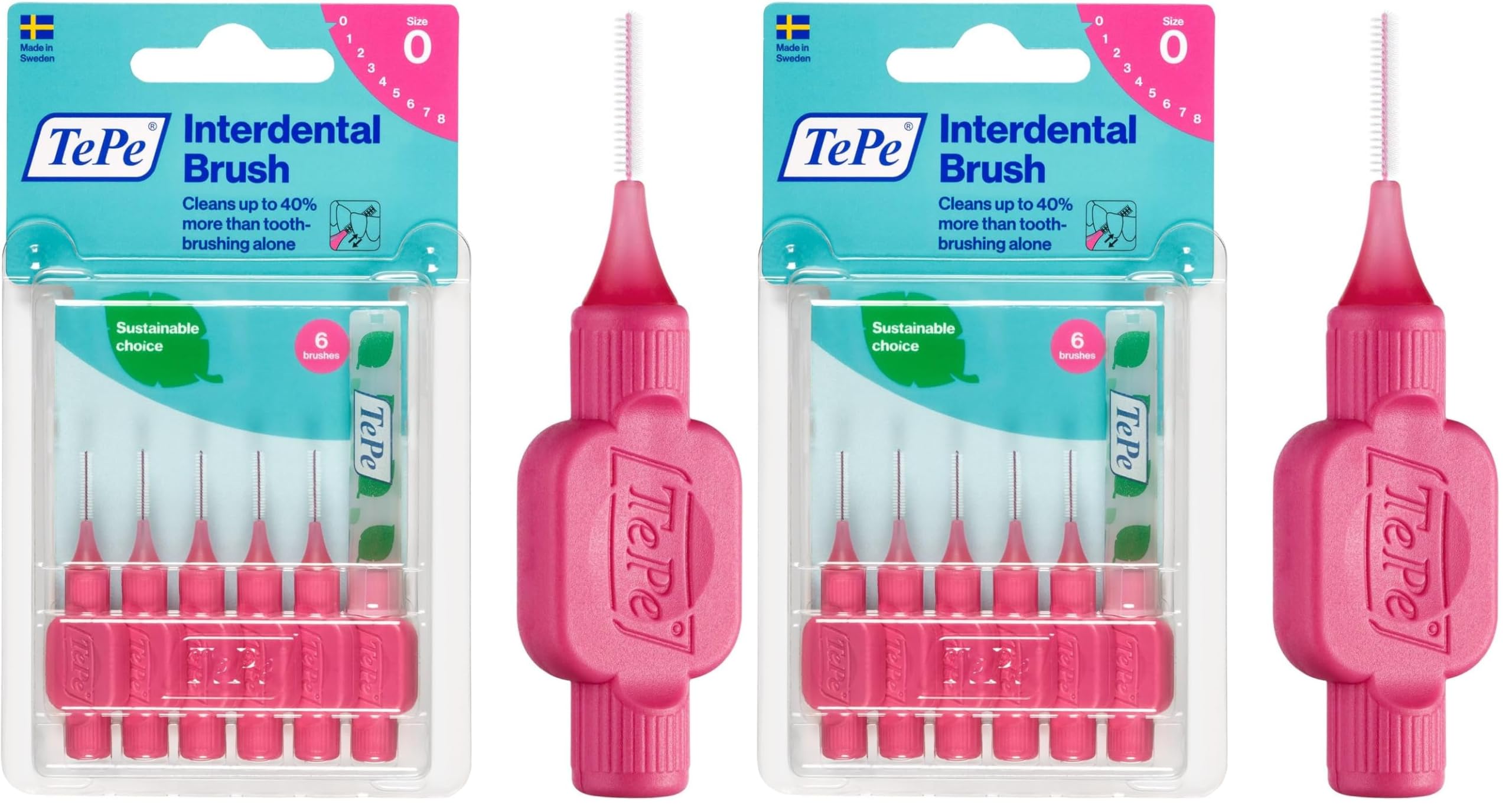 TEPE Blister 0.4 MM 0 Beden Diş Arası Fırçası Pembe (1 x 6 Adet) (2 paketi)