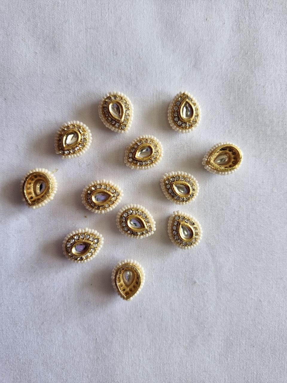 Nath Making or jewellry Making kundan Connector, Drop Shape White Color Pack of 12, raw Material, nacklace Making-image-10