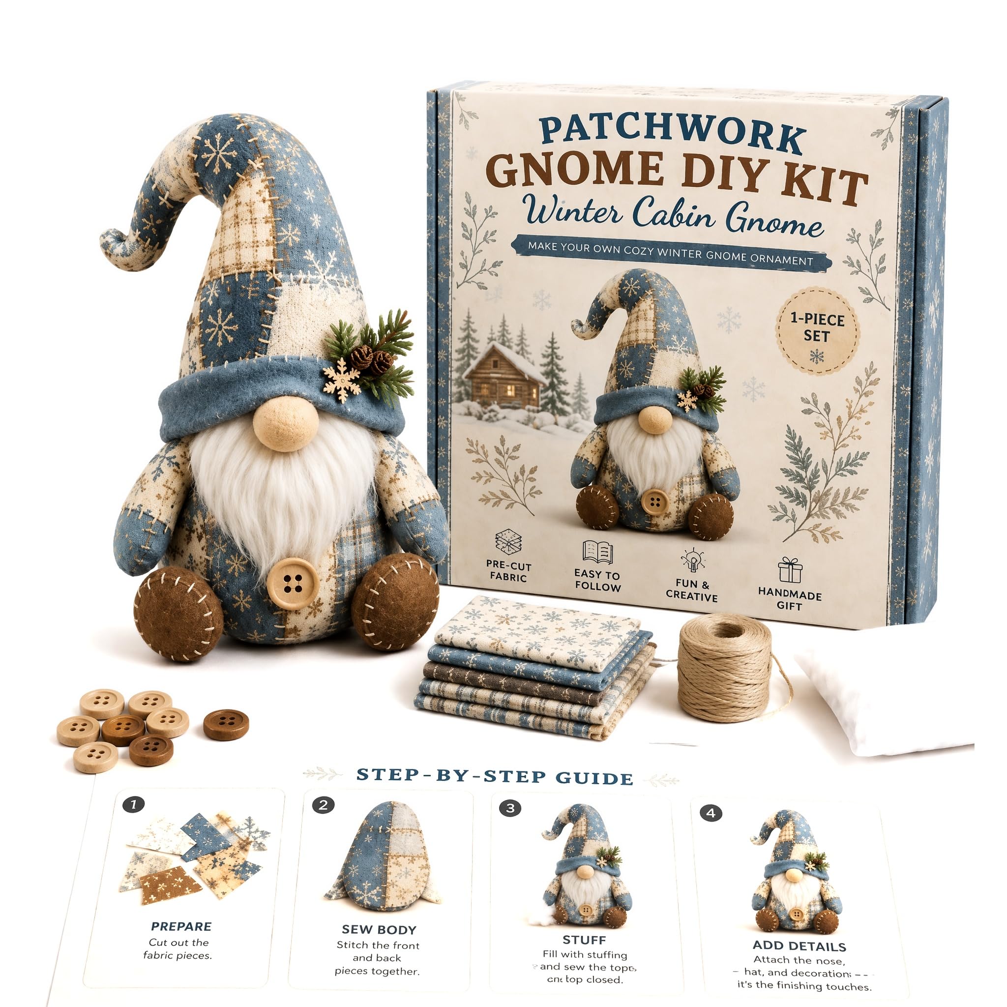 Comforso Patchwork Kits Fairy Patchwork DIY Kits Christmas Gnome Blue 1 Set