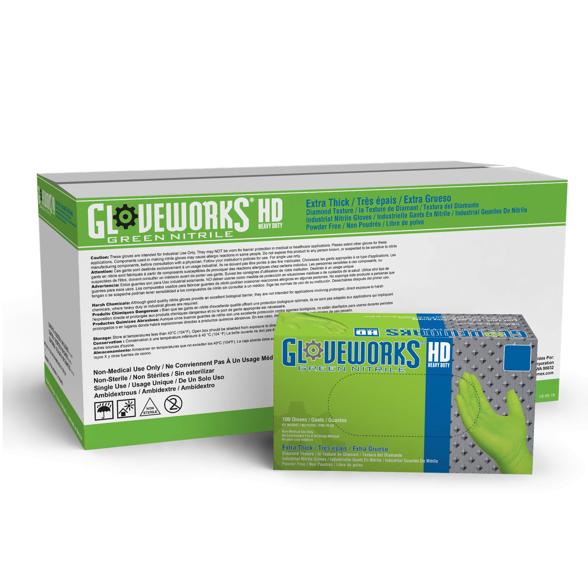 Buy GLOVEWORKS HD Industrial Green Nitrile Gloves 8 Mil Latex Free 