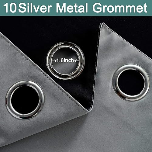 Miniatura 6 de Yakamok - Cortinas 100% opacas para dormitorio, bloqueo de luz, aislamiento térmico, reducción de ruido, cortinas opacas (62 pulgadas de ancho x 63