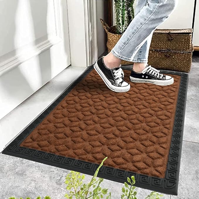 HOWNICE Doormat for Home,Office,Outdoor,Indoor,Welcome,Entrance,Main Door,Bathroom,Kitchen,Outside,Front Door,Anti Skid,Anti Slip,Coir,Rubber,PVC,Plastiic Waterproof Door matt (Brown)