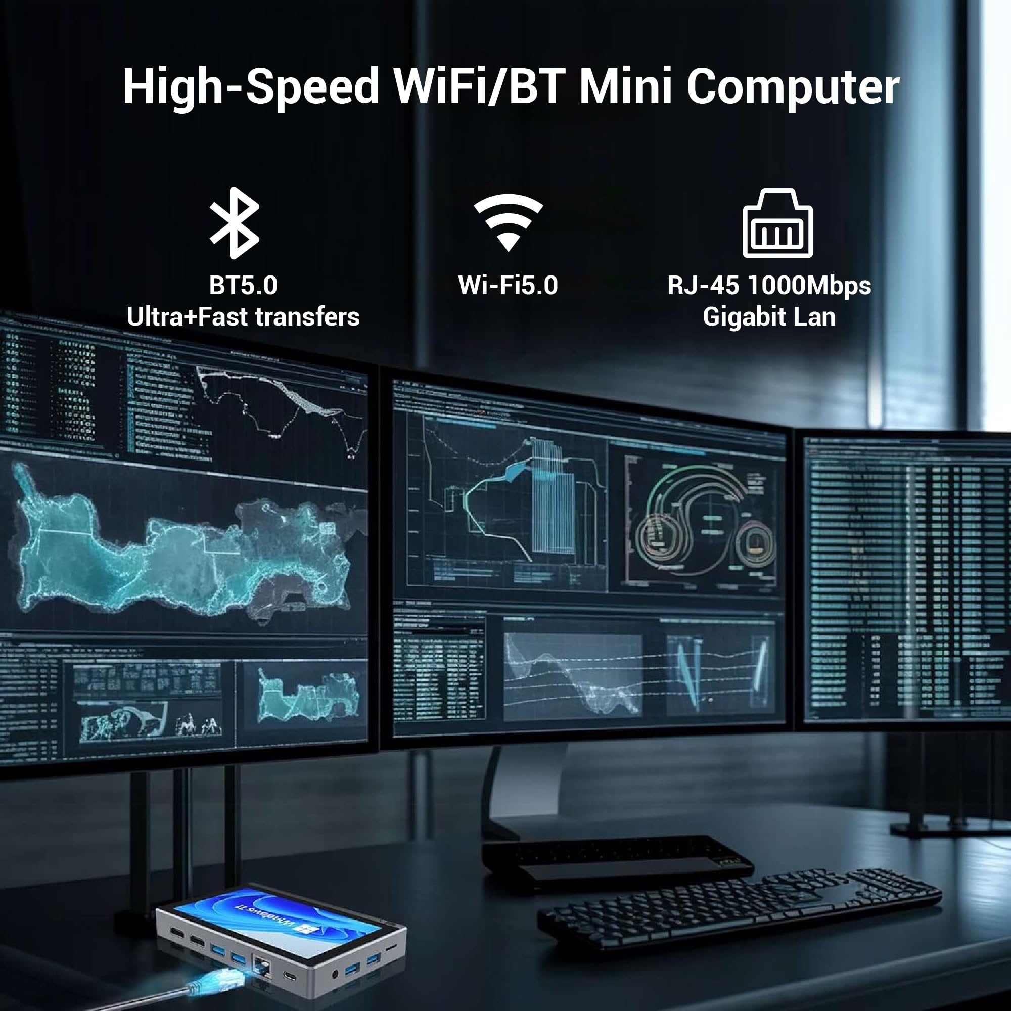 Mini komputer PC mini komputer dekoracyjny z ekranem dotykowym 5,5 cala, mini komputer stacjonarny Celeron N5095 Windows 11 Pro, 8 GB RAM 128 GB ROM, wyjście Dual Display 4K 60Hz, HDMI2.0