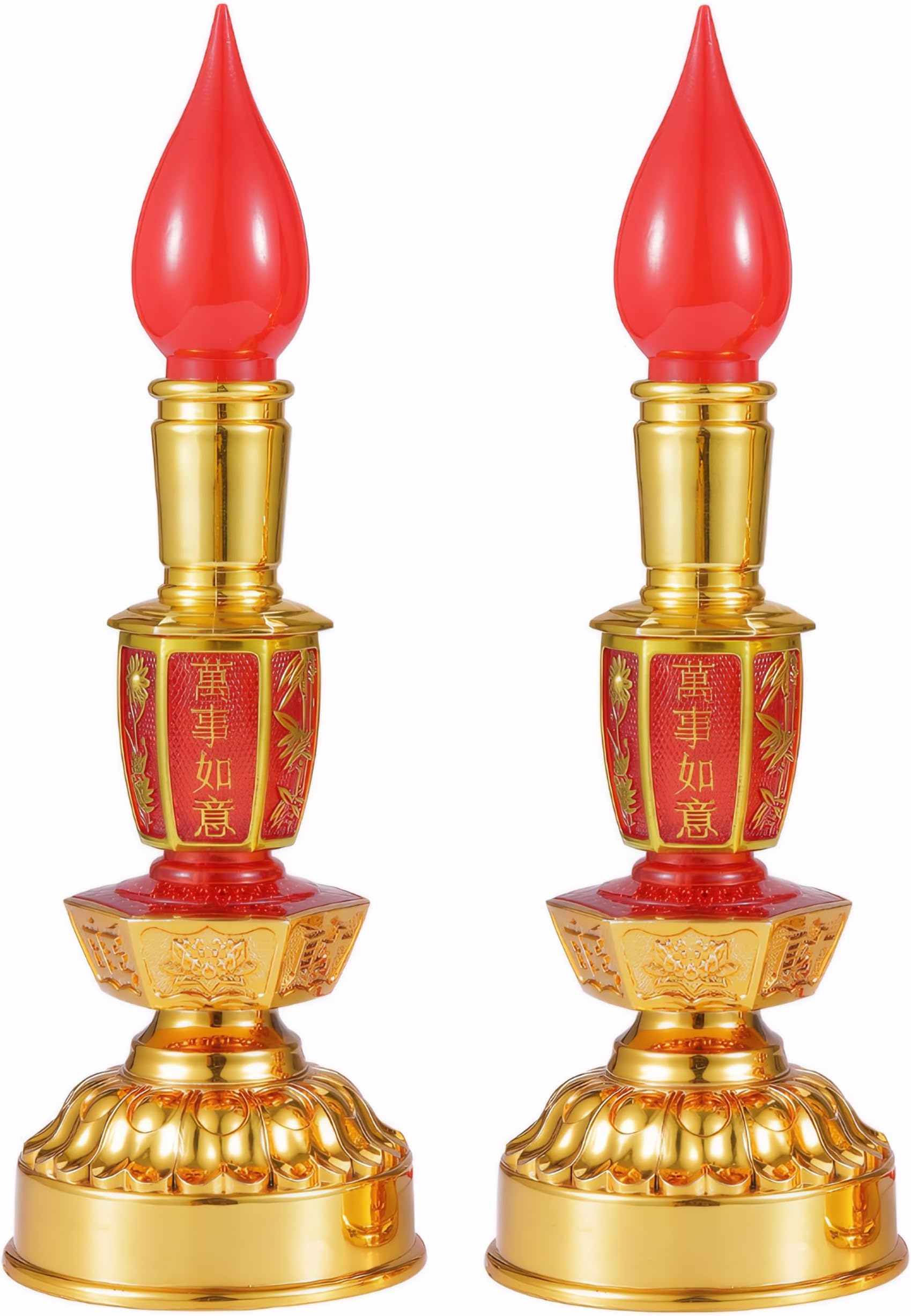 Led Retro Chinese Candle lamp Vintage Style Retro Nostalgic Ancient Chinese Style Buddhist Supplies - 1 Pair