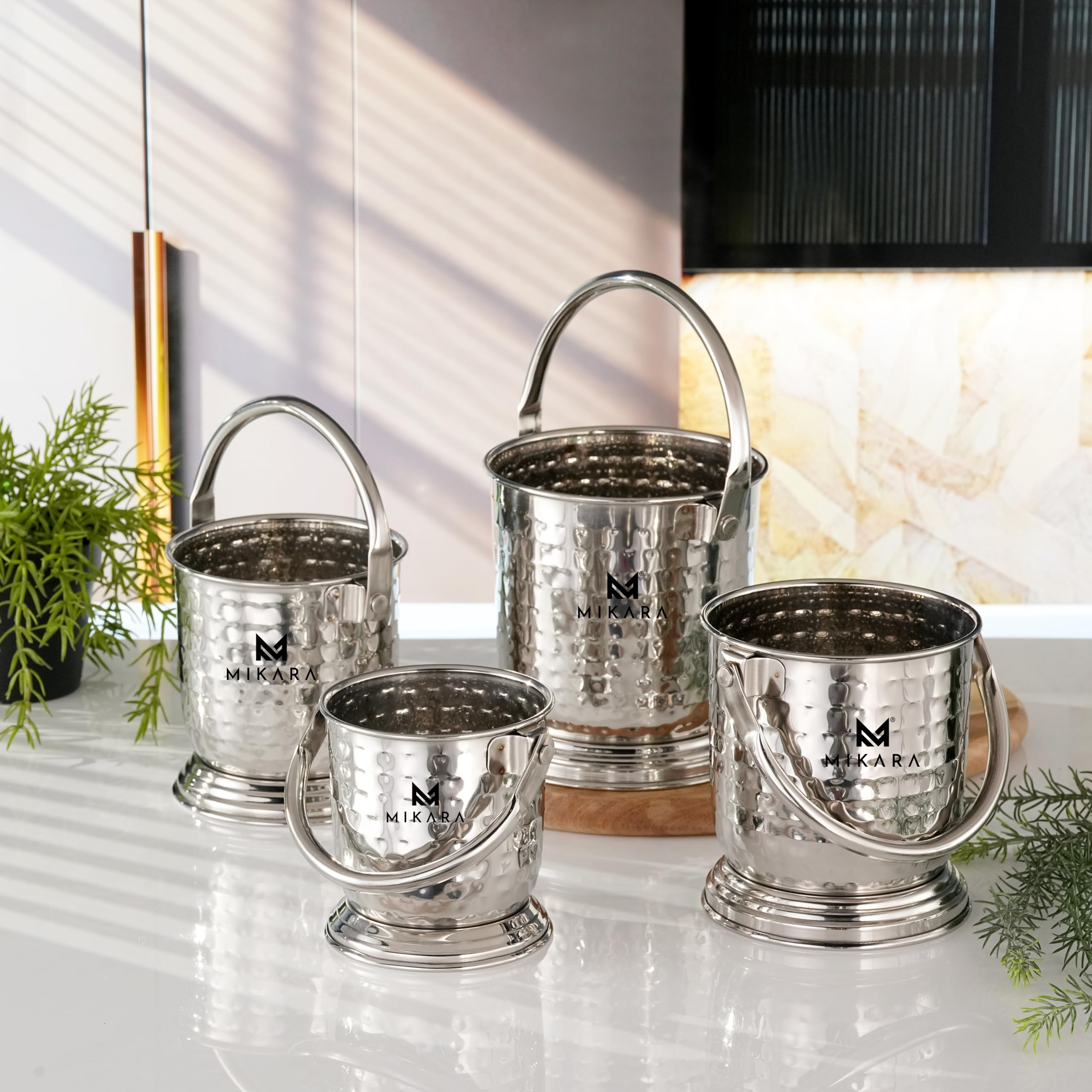 MIKARA Dal Serving Bucket Stainless Steel Bucket for Serving Dal (675ml (Set of 2 Hammer Design)) — Amazon image 6