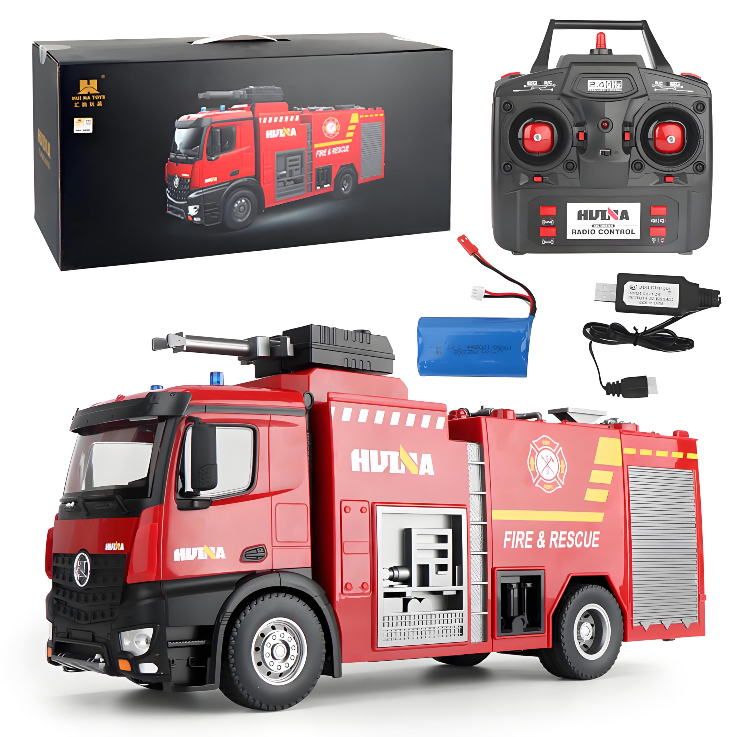 Toucan RC Hobby HUINA 1/14 RC 2.4G 562 Box Water Sprayable Fire Truck Car Toy Model Battery