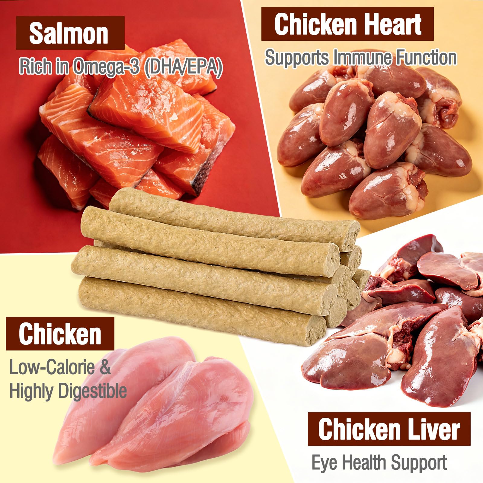 1.74oz Freezed Dried Cat Teething Sticks, Salmon Cat Chew Stick for Dental Care, Chicken Cats Treats, Feline Teeth Cleaning Snacks - image 2